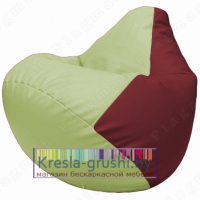 Бескаркасное кресло мешок Груша Г2.3-0421 (светло-салатовый, бордовый)